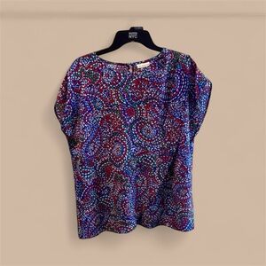 Liz Claiborne Blue and Red Paisley Blouse
